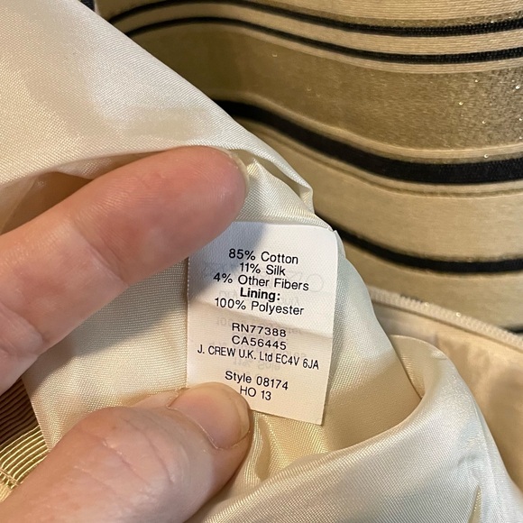 J. Crew size 0, black, gold and beige striped, mini skirt with pockets - Picture 7 of 10